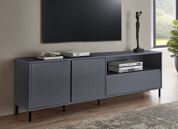 TV-Longboard mit aufwendiger Rillenfront ANTHRAZIT