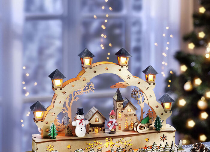 Schwibbogen / Podest aus Holz NATUR