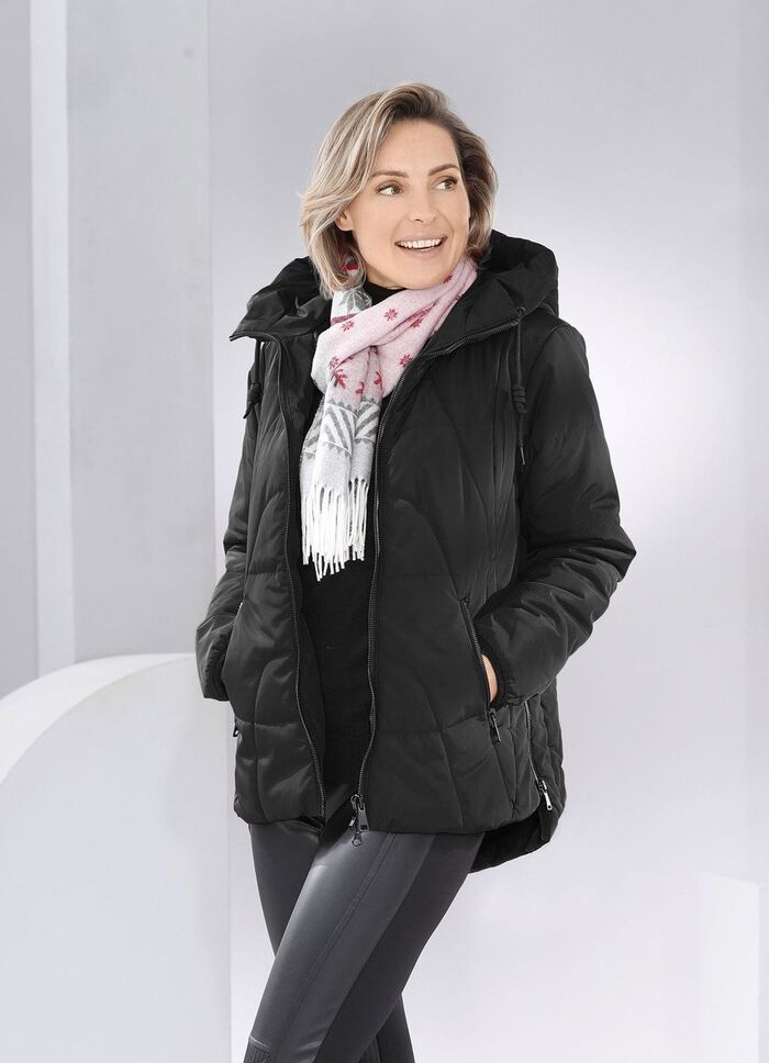 Jacke mit verl&auml;ngertem R&uuml;ckteil SCHWARZ