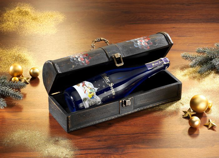 Geschenk-Kiste aus Holz mit Winter-Secco 