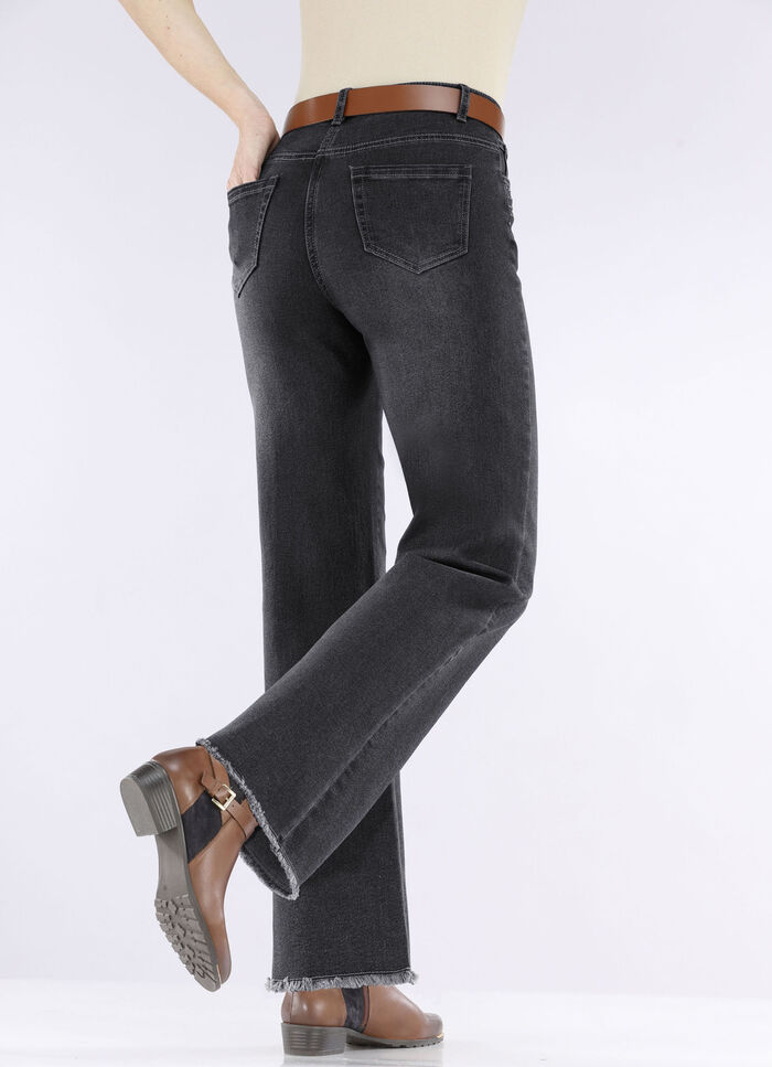 Jeans mit angesagtem Fransensaum SCHWARZ