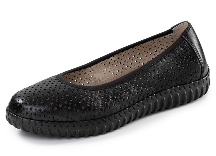 ELENA EDEN, sommerliche Damen-Ballerinas, Weite G, mit herausnehmbarem Fußbett SCHWARZ