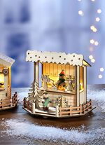 Weihnachtsmarktstand aus Holz mit LED-Beleuchtung NATUR