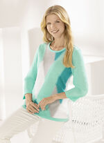 Pullover mit dezentem Glanz MINT-PETROL-MULTICOLOR