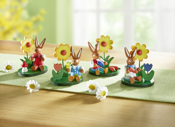 Hasen aus Holz, 4er-Set 