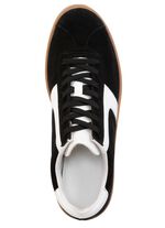 Sneaker aus Veloursleder mit Nappa-Bes&auml;tzen und gepolstertem Schaftrand SCHWARZ