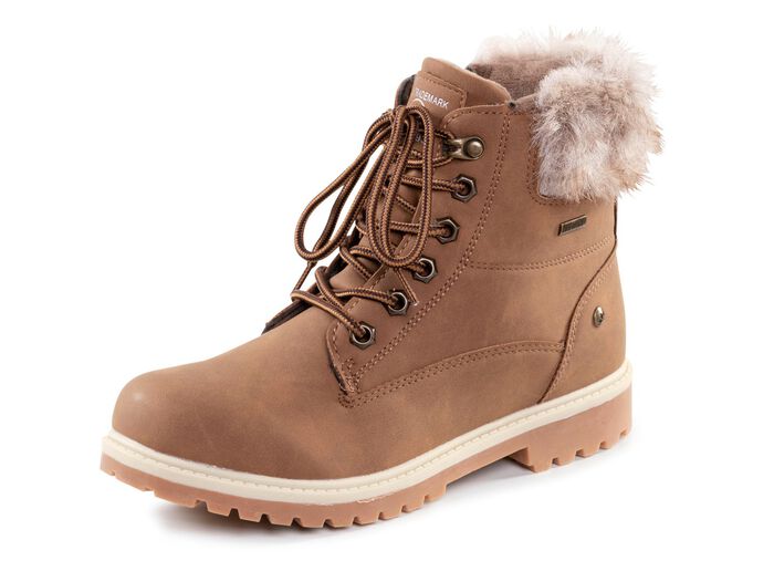 Schn&uuml;r-Bootie aus schattiertem Nubukmaterial BRAUN