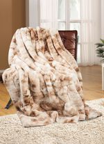 Felldecke aus naturgetreuem Webpelz BEIGE