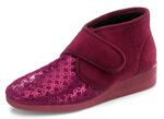 Klett-Hausschuh aus Veloursmaterial BORDEAUX