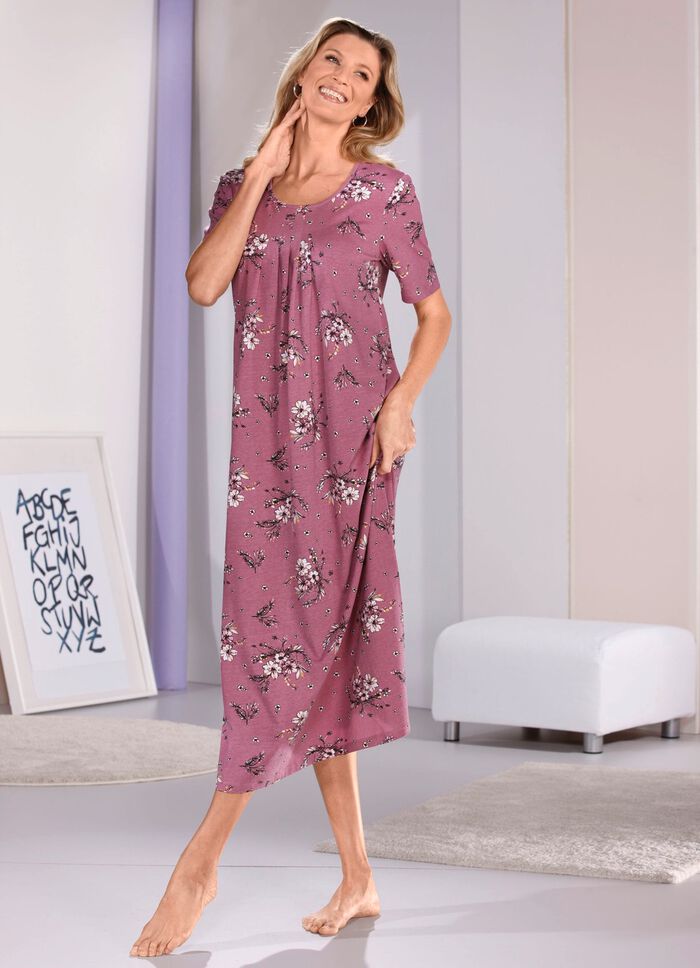 Nachthemd, kn&ouml;chellang mit kurzen &Auml;rmeln 