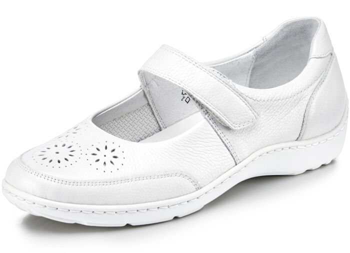 Waldläufer, bequeme Damen-Slipper, Weite H, mit herausnehmbarem Fußbett NATURWEISS