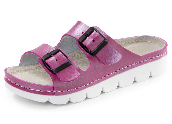 Klassische Damen-Pantoletten, mit verstellbaren Schließen PINK