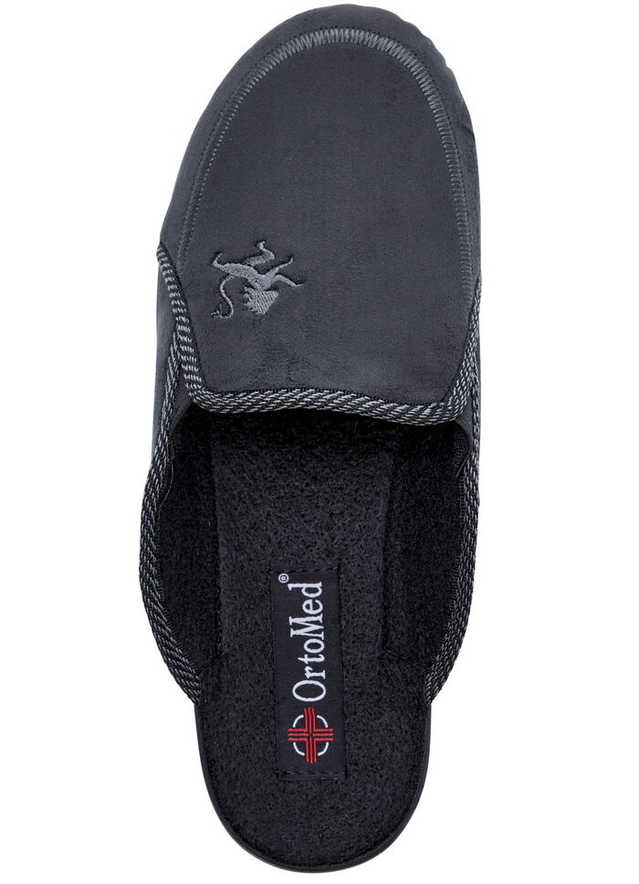 Zweierpack, klassische Herren-Hausschuhe, Weite H, mit Gummizug BLAU+SCHWARZ