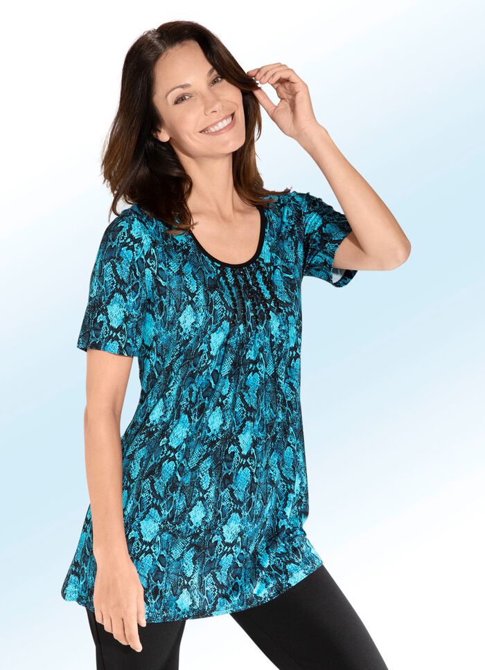 Longshirt mit schwarzer Paspelierung 