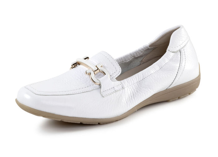 ELENA EDEN, elegante Damen-Slipper, Weite G, mit herausnehmbarem Fußbett WEISS