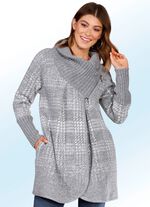 Long-Strickjacke mit dekorativem Umlegekragen 