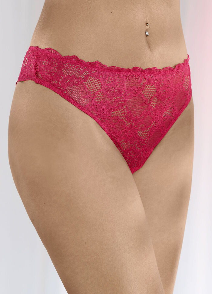 Dreierpack String-Tangas aus elastischer Spitze 