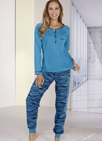 Schlafanzug mit Knopfleiste und Brusttasche 