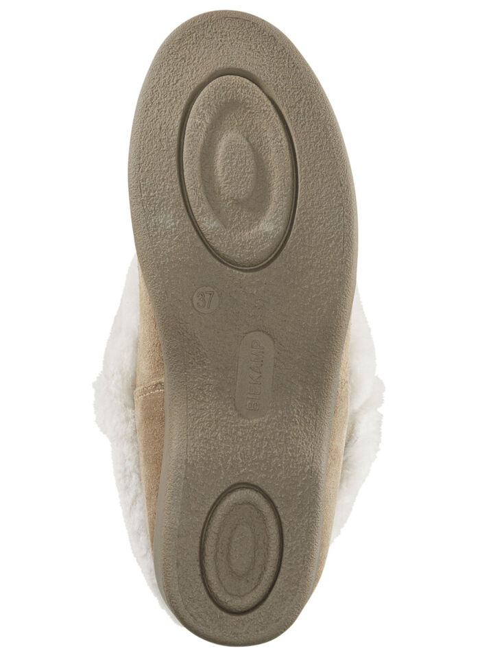 ELENA EDEN Hausschuh mit echtem Lammfellfutter TAUPE-ECRU