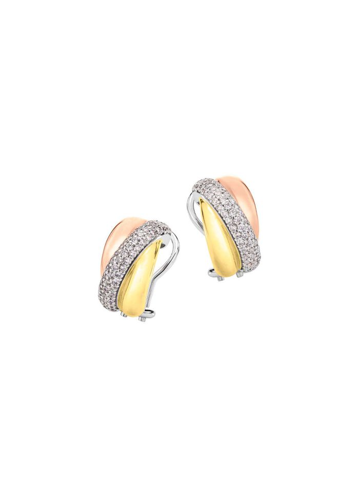 Clipstecker in Tricolor mit synth. Zirkonia 