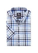 "King's Road"-Hemd mit Button-Down-Kragen in 4 Farben MARINE-BLAU KARIERT