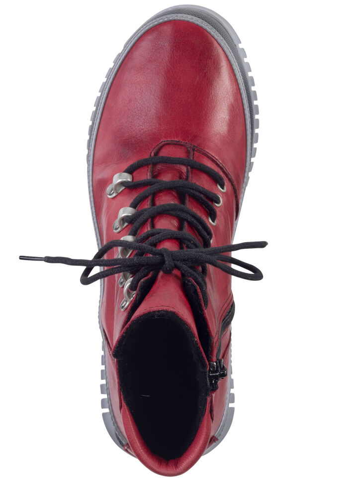 Gemini Schnür-Bootie aus weichem Rind-Nappaleder GRANATROT