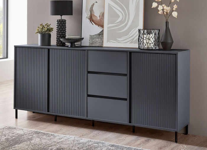 Sideboard mit aufwendiger Rillenfront ANTHRAZIT