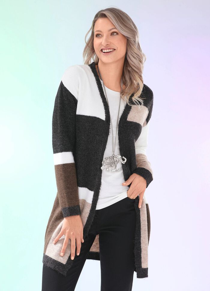 Long-Strickjacke in flauschig weicher Qualit&auml;t 