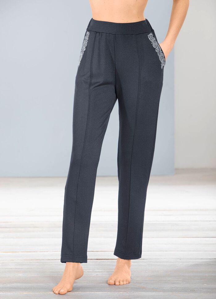 Hose mit Schmucksteinzier ANTHRAZIT