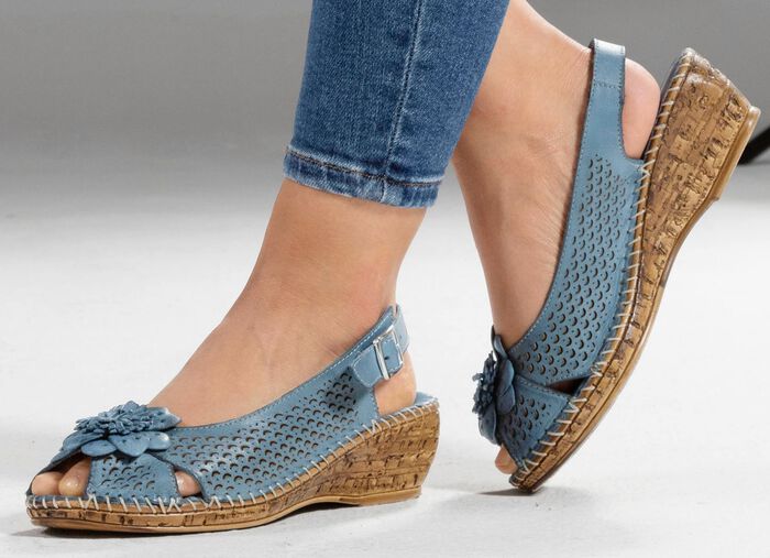 Gemini, sommerliche Damen-Sandaletten, Weite G, mit Gummizug JEANS