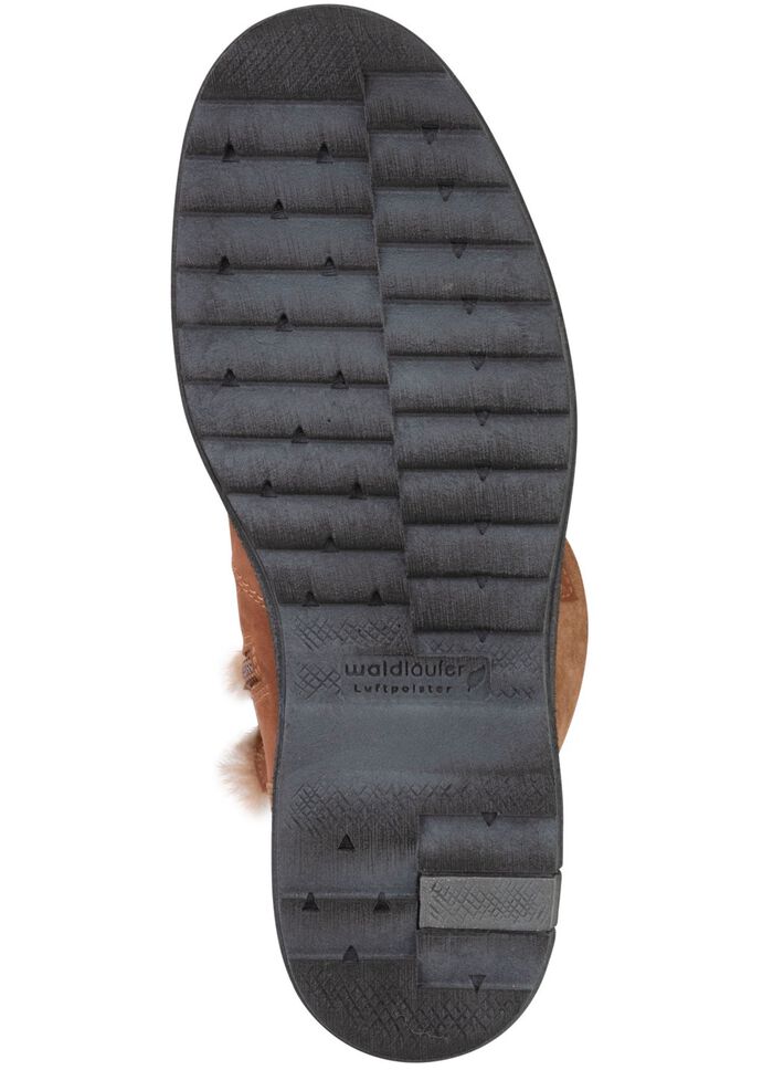 Waldl&auml;ufer Schn&uuml;r-Stiefelette mit kuscheligem Kragen aus Lammfell BRAUN