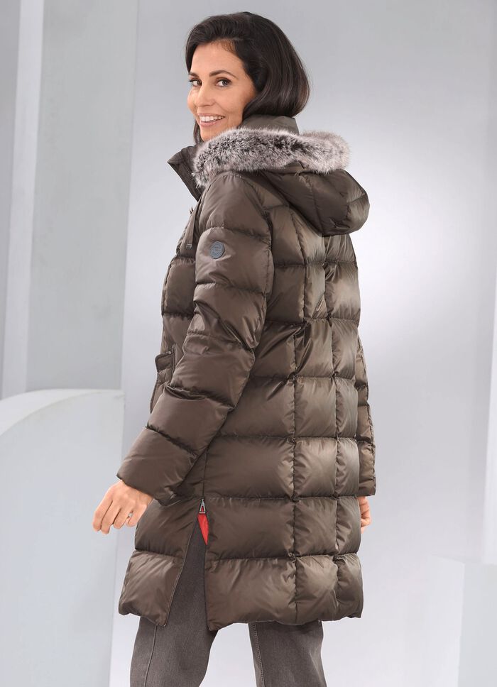 Daunen-Kurzmantel mit abnehmbarer Kapuze 