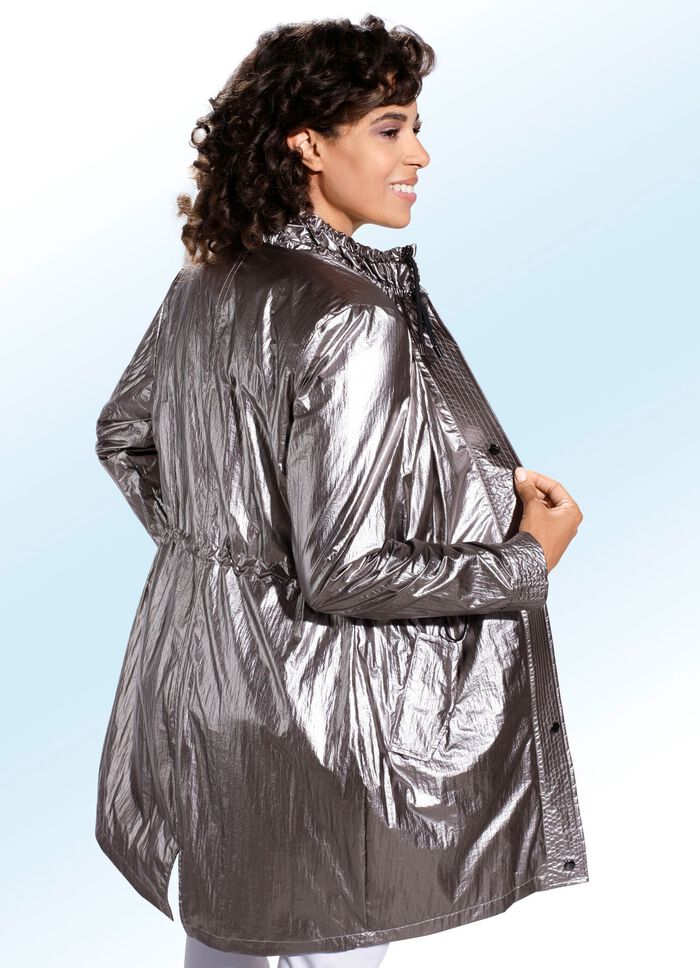 Kurzmantel in strukturierter Metallic-Optik 