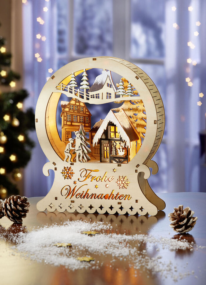 Beleuchtete Holzdekoration 