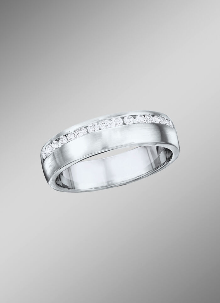 Mattierter Damenring aus Platin mit Brillanten 