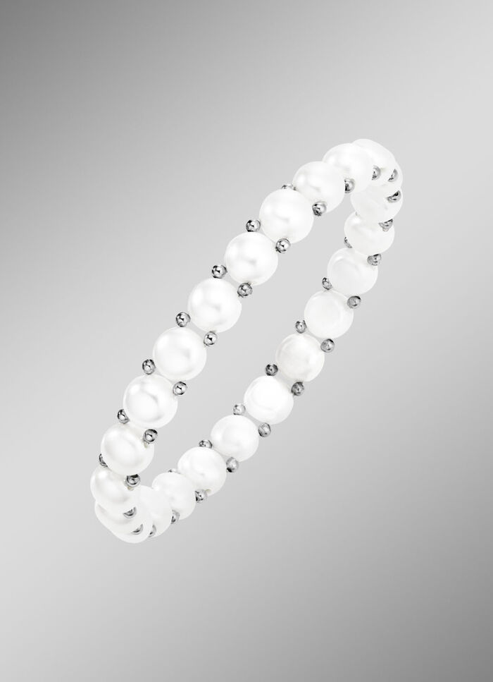Elastisches Armband mit Süßwasser-Zuchtperlen 