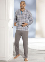 Schlafanzug mit Knopfleiste und aufgesetzter Brusttasche 