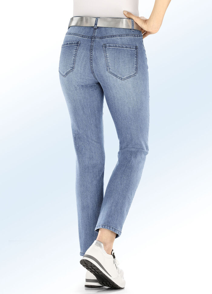 Jeans mit aufwendig gearbeiteten Destroyed-Effekten HELLBLAU