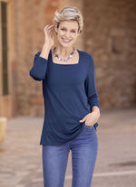 Shirt mit flottem Karreè-Ausschnitt  in 3 Farben MARINE