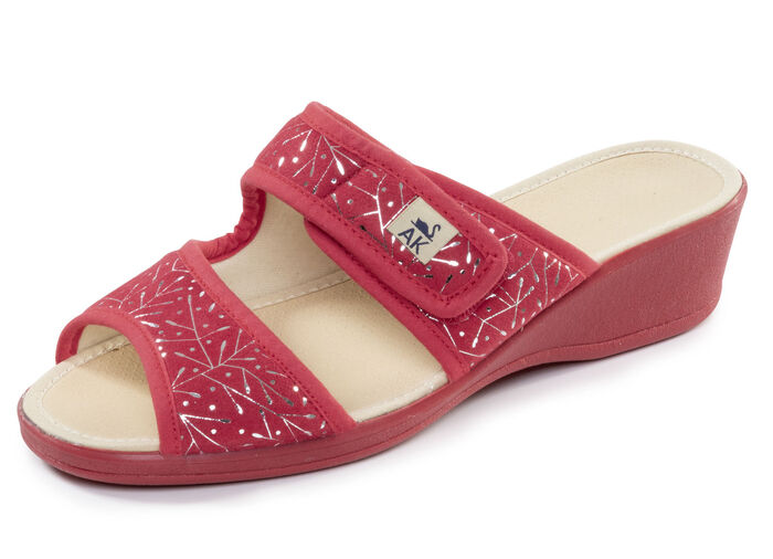 Leichte, Damen-Pantoletten, mit Klettverschluss ROT