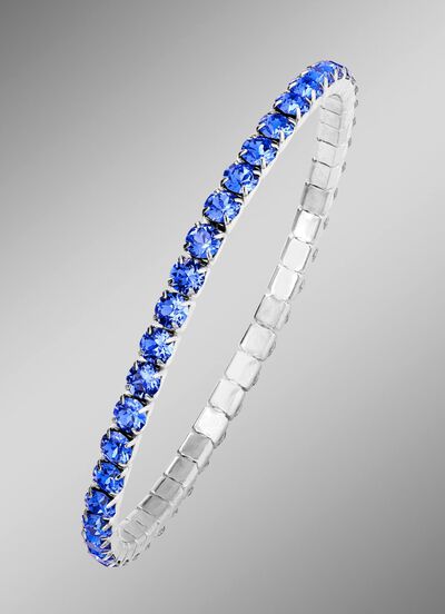 Elastisches Armband aus Edelstahl mit blauen Kristallen 