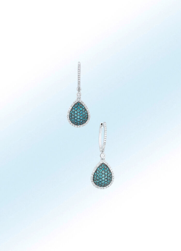 Creolen mit 94 wei&szlig;en und 84 blauen Brillanten 