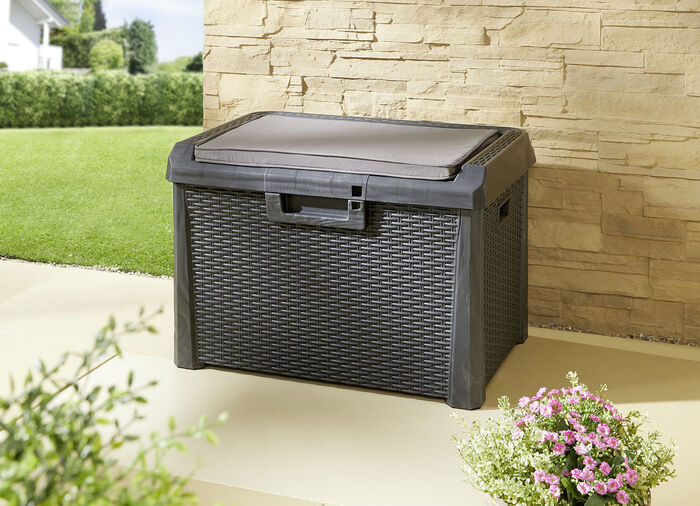 Gartenbox Santorini in elegantem Rattan-Design ANTHRAZIT