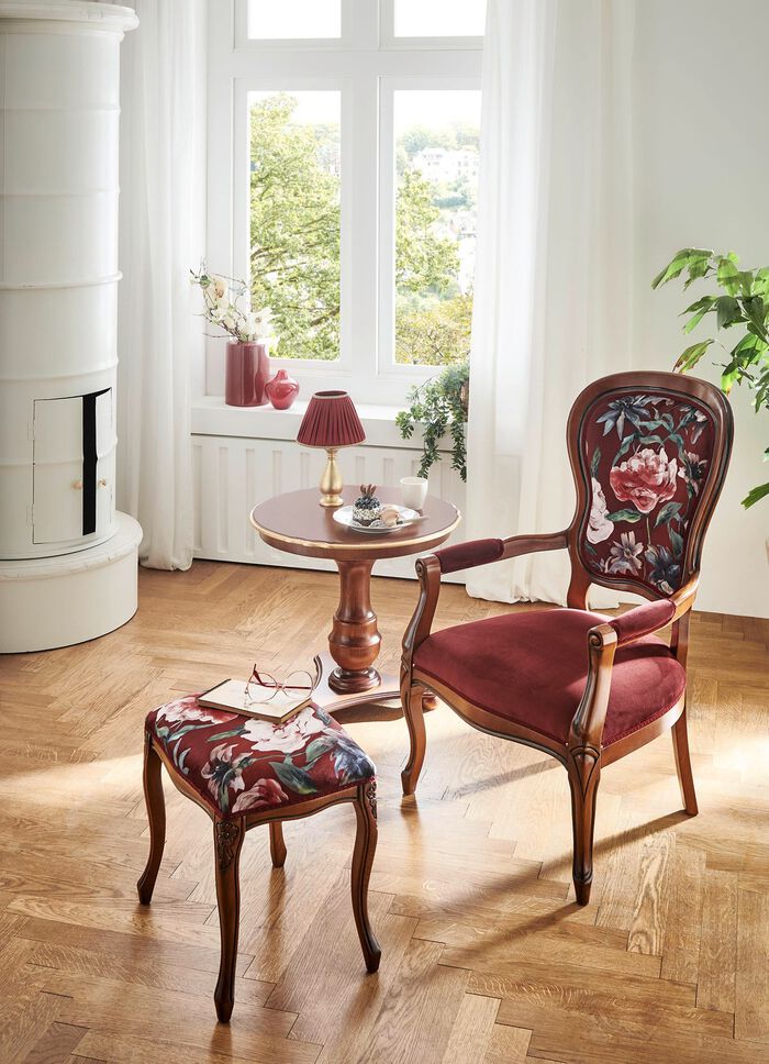 Sitzm&ouml;bel mit Gestell aus massivem Buchenholz NUSSBAUM-BORDEAUX