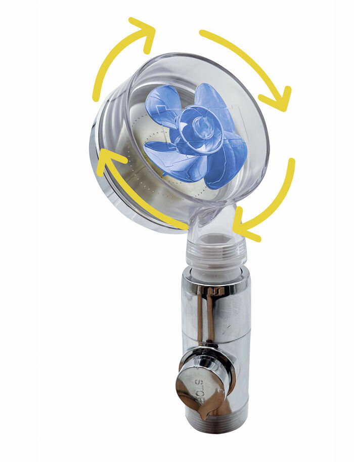 Duschkopf Aquadon EcoTornado mit genialem Turbinen-Effekt BLAU