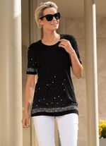 Shirt mit aufwendig gearbeiteter Strasszier in 2 Farben SCHWARZ