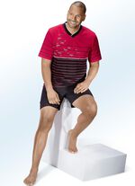 Zweierpack Shortys mit V-Ausschnitt und Ringeldruck vorne 