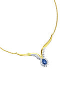 Halskette mit echt Safir und echten Wei&szlig;topasen 