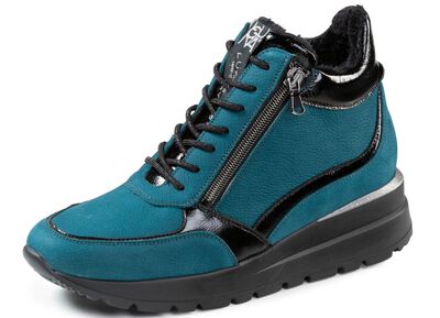 Waldl&auml;ufer Schn&uuml;r-Bootie mit Bes&auml;tzen aus Lackleder 