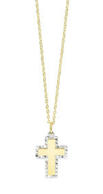 Toller Kreuz-Anhänger in Bicolor mit Ankerkette